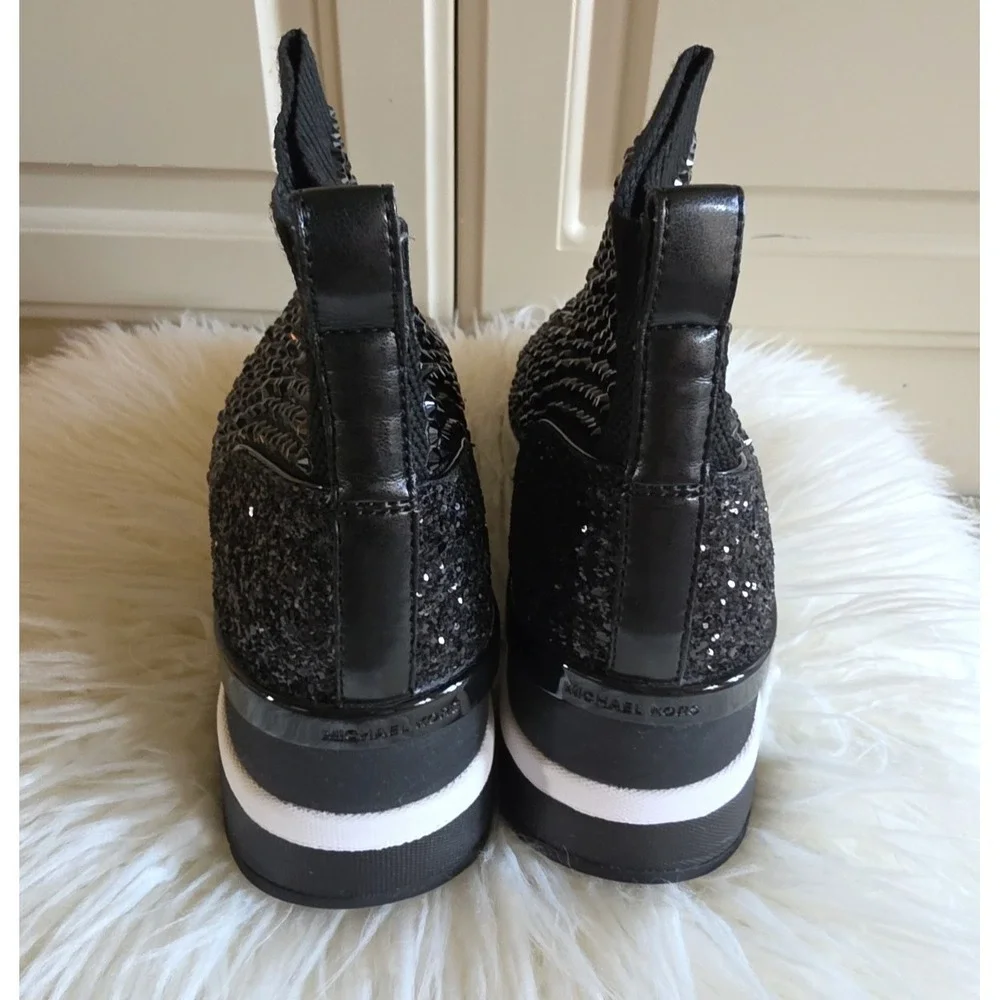 Michael Kors Black Skyler Stretch-Knit‎ Bootie Sock Crystal Embellishments -8.5M